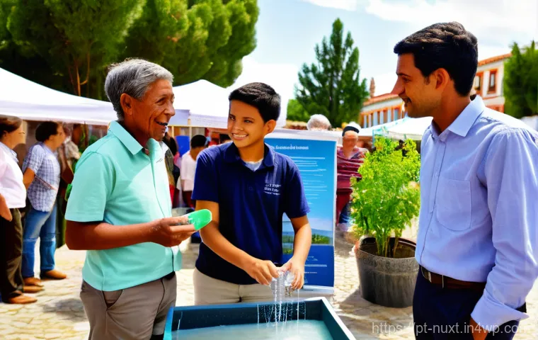 물 관리의 비전과 미래 방향 - **Prompt:** A Portuguese family of four (father, mother, and two children, approximately 8 and 12 ye...