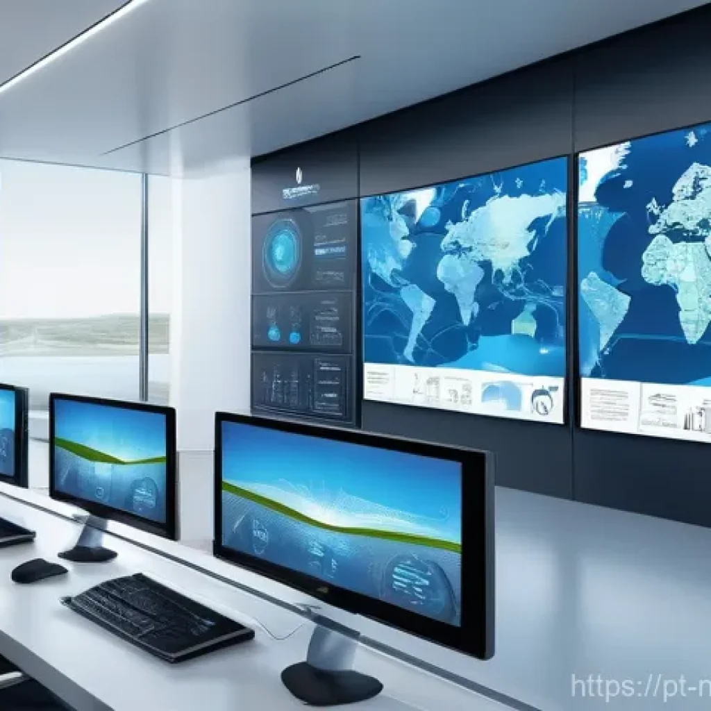 수자원 관리에서의 빅데이터 활용 - **Smart Water Network Hub**: A visually striking, high-tech illustration of an advanced water manage...