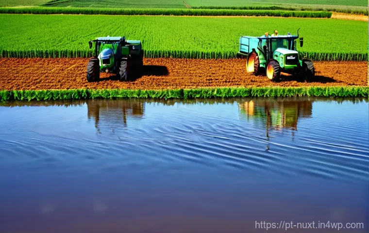 지속 가능한 농업과 수자원 관리 - Here are three detailed image generation prompts in English, designed to adhere to your guidelines: