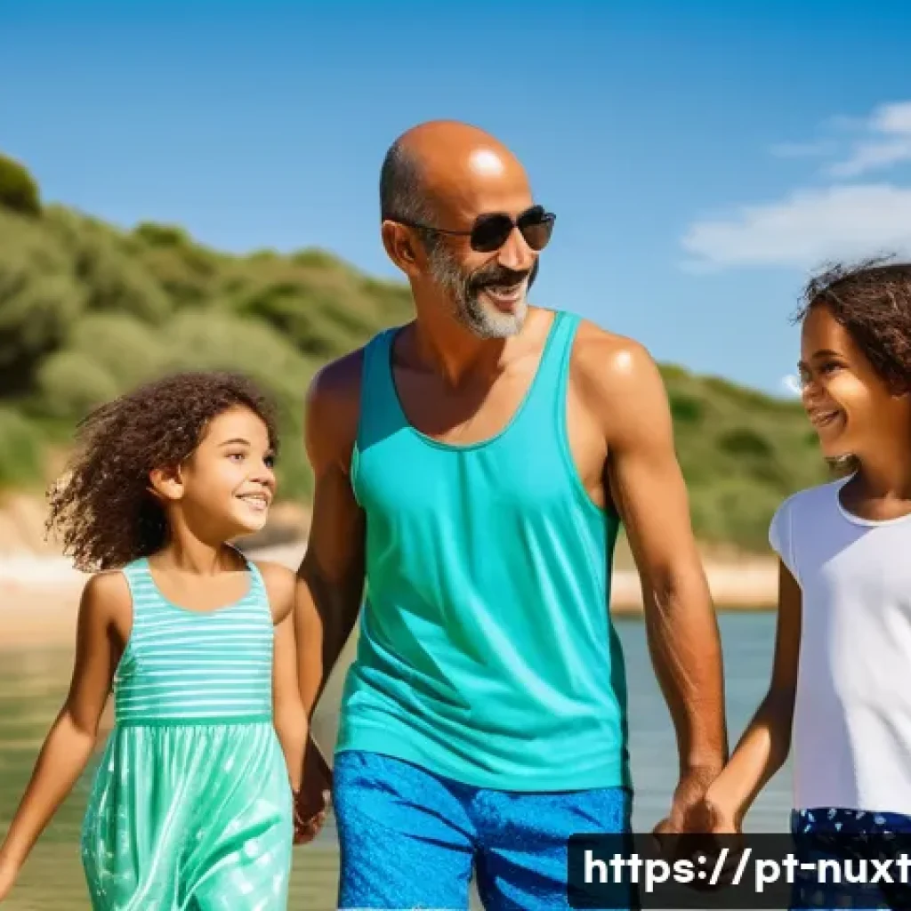 지역 사회와의 통합 수자원 관리 접근 - **Prompt:** A serene and joyful scene of a diverse Portuguese family, including parents and two chil...