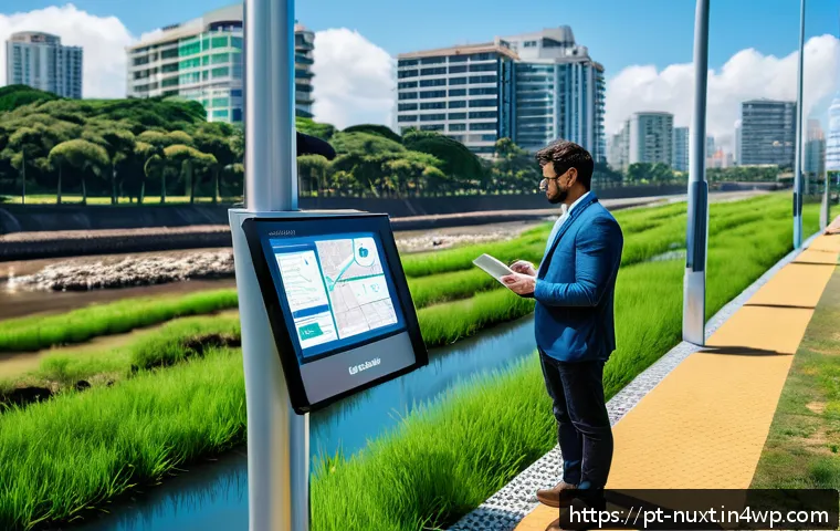 물 관리에 대한 연구 동향 - A modern Brazilian urban water monitoring station featuring advanced IoT sensors mounted on sleek po...