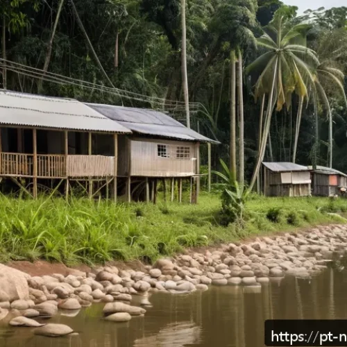 Home 30 통합 수자원 관리의 제도적 장치 - A vibrant riverside community in the Brazilian Amazon during daytime, showing families including chi...